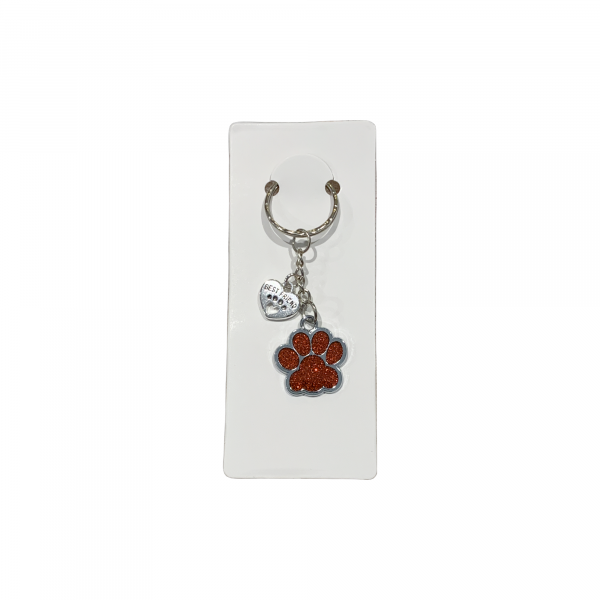 Red Sparkle Paw Keyring
