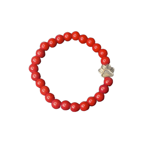 Red Paw N Beads Bracelet